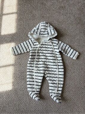 Nordstrom Striped Baby Bunting White 6 Months